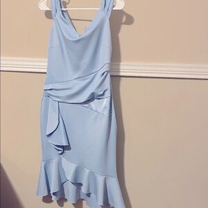 Elegant Light Blue Ruffle Dress